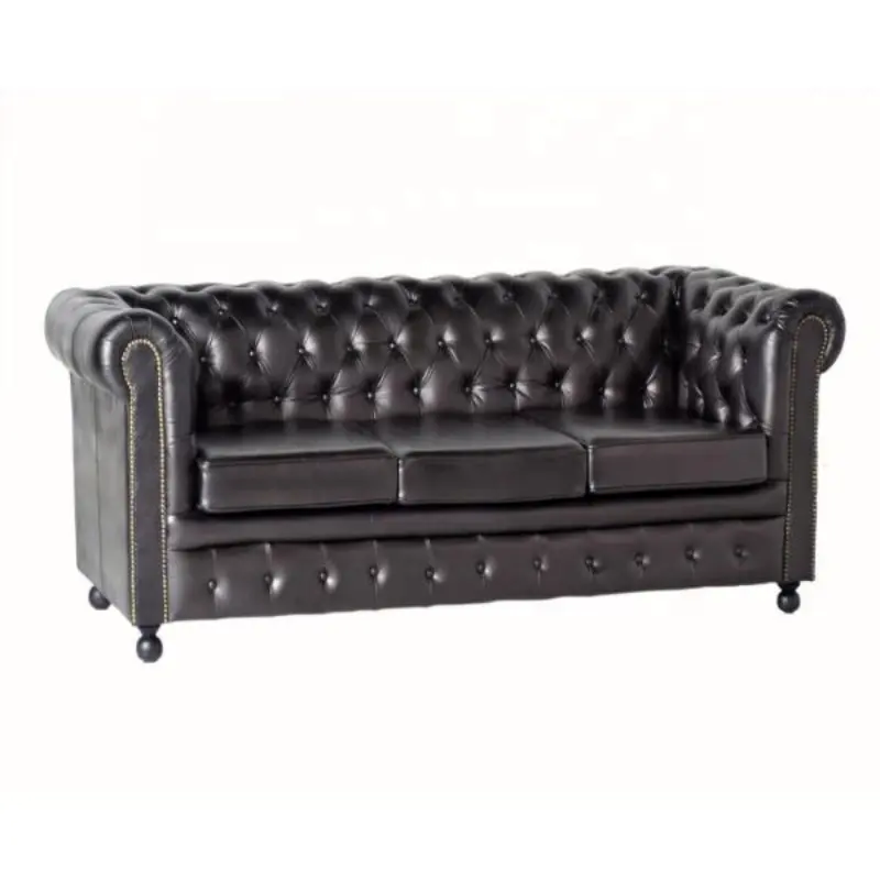 Ultimo Design moderno stile Chesterfield vera pelle divano tre posti divano Set in colore nero bellissimo per la casa soggiorno