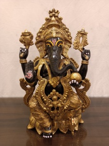 定制黄铜金属手工制作的ganesh偶像适合家庭寺庙，非常适合宗教用品商店转售 - Product Image 2