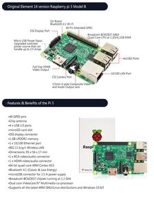 Raspberry Pi 3 Модель B плата 1 ГБ LPDDR2 BCM2837 1,2 ГГц четырехъядерный Cortex-A53 с Wi-Fi & BT Одиночная развивающая плата компьютер
