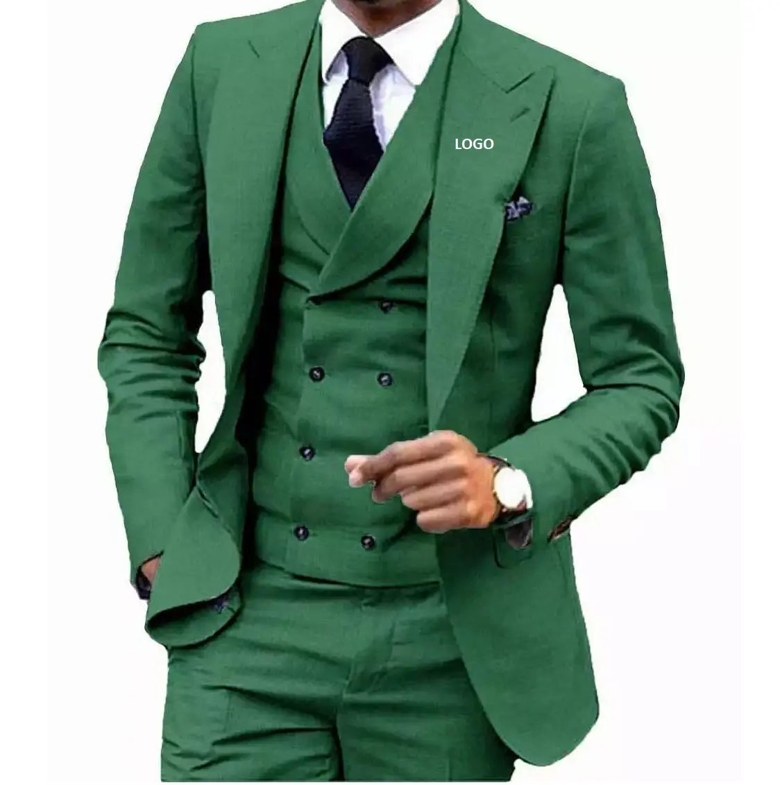 Diseño clásico Precio asequible Elegante verde Hombres Traje Pantalón Abrigo Mejor calidad Nuevo modelo Cómodo Traje de negocios