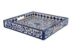 Son tasarım en kaliteli el işi doğal ahşap kemik kakma dikdörtgen hizmet tepsi hindistan ev restoran otel için. - Product Image 3