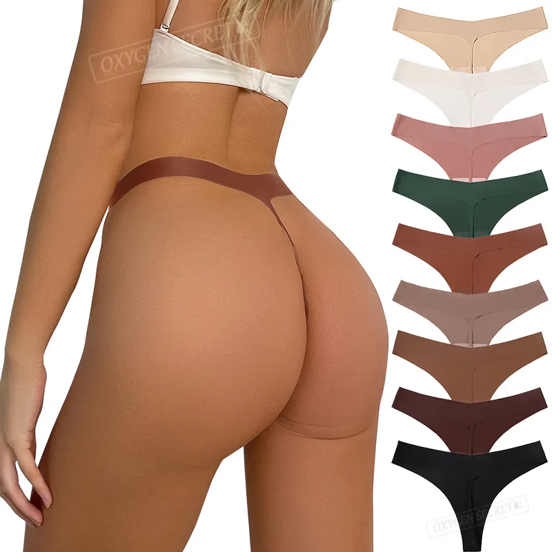 Wholesale Seamless Ultra Thin Low Waist Thong Women G String Ice Silk Cheap Thongs Ladies Thongs Women's Underwear