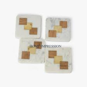 全新设计一套4个厨具杯垫优质大理石定制尺寸厨房工具垫和垫来自印度