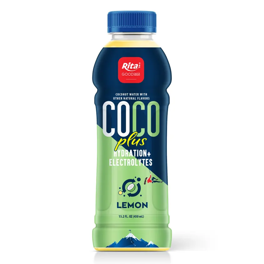 Diseño Proveedores de agua de coco 15,2 floz Botella para mascotas Limón Agua de coco más electrolitos de hidratación Precio de fábrica Ventas Coco