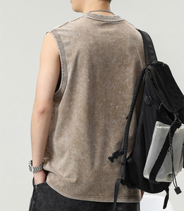 High Quality Washed Tank Top Oversized Custom T Shirts Cut Off Sleeve Shirt Sleeveless <strong>Tee</strong> T-shirt - Product Image 4