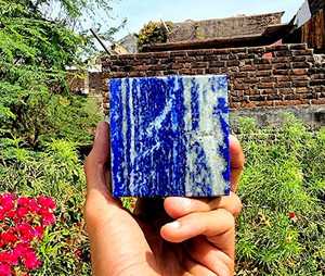 青金石立方体装饰半宝石玛瑙石板为展示架办公室装饰或个人能源制作