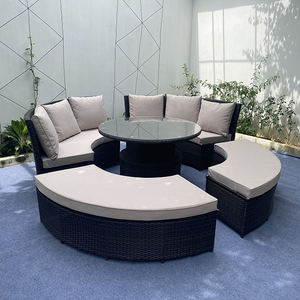 Outdoor <strong>Round</strong> Rattan Sofa Set for Garden and <strong>Patio</strong> for Backyard Chatting and Swimming Pool Relaxing - Product Image 1