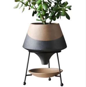 Must Have Standing Planter with Stand Metal Flower <strong>Pots</strong> Round Shaped with Three Legs Black &amp; Brown Terracotta <strong>Colour</strong> Planters - Product Image 1