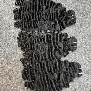 横糸の毛の新しい種類のビルマの巻き毛、100% 人間の毛、カンボジアの生の毛1人のドナーが未処理