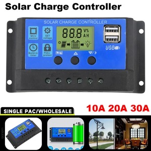 Controlador de carga solar 12V24V 30A/20A/10A Auto LCD Dual USB 5V Salida Panel solar fotovoltaico PV Regulador Descargador de carga - Product Image 5