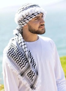 Customized Logo Palestine Keffiyeh Shemagh Arab Premium Wrap Muslim Headwear Head Scarf Palestine kufiya head wrap