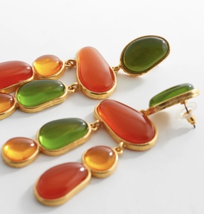 Vibrant Colorful Earrings With Gold Plating Bold Eye Catching Design <strong>MultiHued</strong> Accents Perfect for Adding a Pop of Color - Product Image 3
