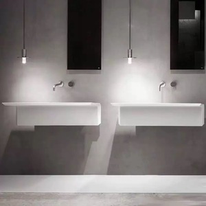 2025 tùy chỉnh vuông bề mặt rắn rửa lưu vực treo tường lưu vực bảng ban công ngoài trời tích hợp lưu vực - Product Image 4