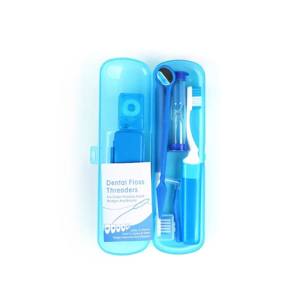 Kit de escova de dentes ortodôntica portátil, kit de limpeza de fio dental, escova interdental