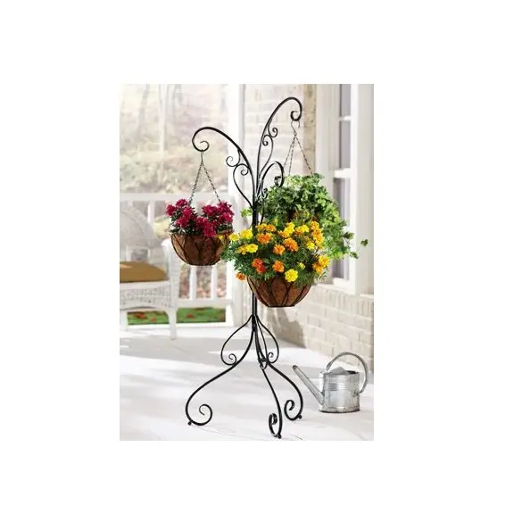 Ev ve bahçe Metal asılı sepet ile düşük maliyetli şık tasarım çiçek saksıları ve yetiştiricilerinin iç ve dış dekorasyon için standı