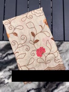 Zarif saf tusilk ipek Sari ile karmaşık Jaal çiçek nakış zarif Cutwork sınır geleneksel hint pakistan tarzı - Product Image 2