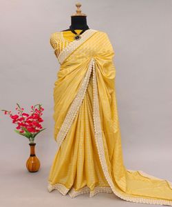 Silk Dreams: Sari Splendorに飛び込む-Blue Silk、Nepali Babari Sari、スタイリッシュでエレガントな外観のための既製のオプション