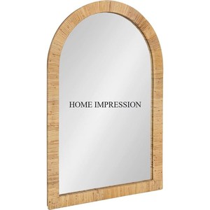 Hochwertige Qualität Rattan Made Frame Rechteck Form Gebogene Kanten Einzigartige Fancy Look Bodens piegel Home Decor Zubehör