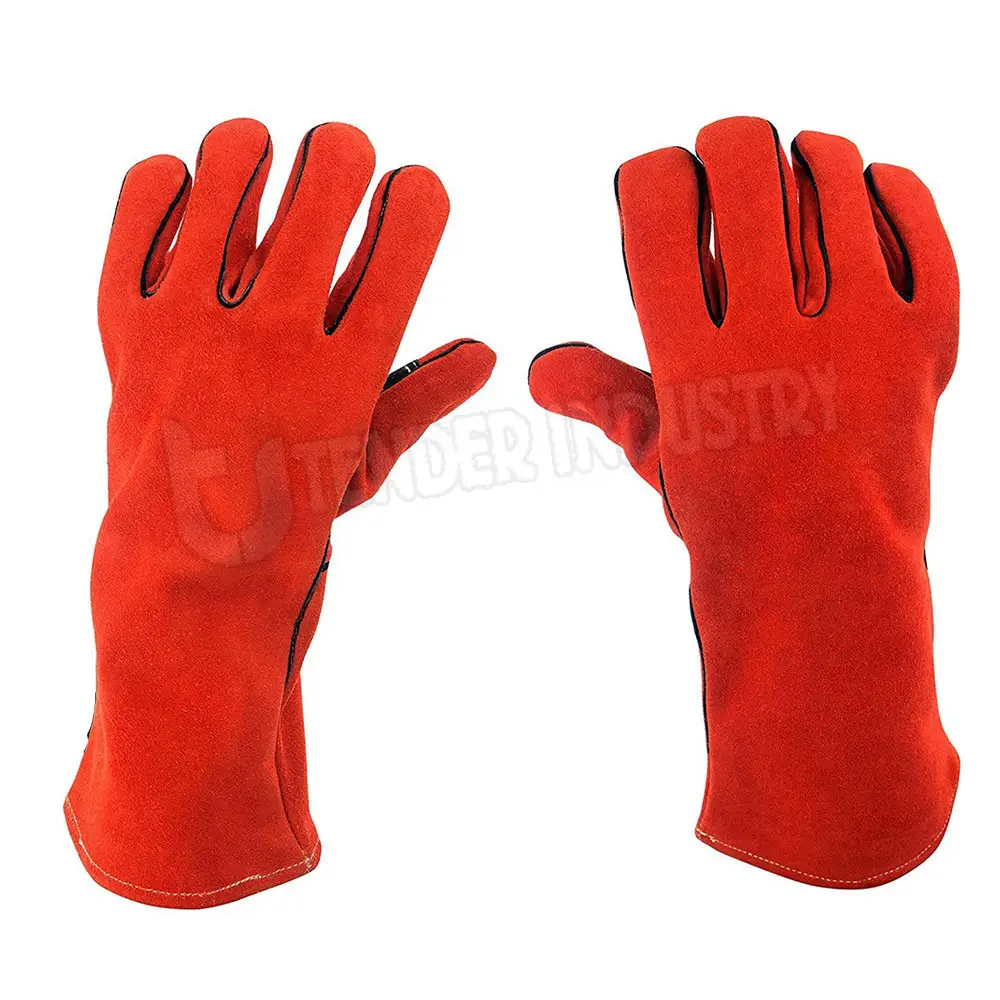 Luvas de soldagem de couro durável XL Proteção para as mãos de manga longa com antiderrapante e conforto para o inverno