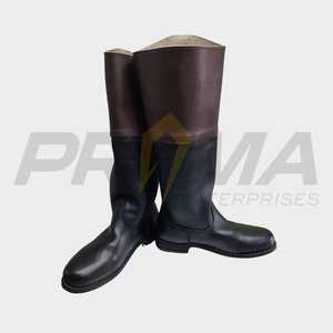 Revolutionary War <strong>Colonial</strong> Riding Boot, Long Leather Boots, US Size 5-15 Color Black with Brown Top.