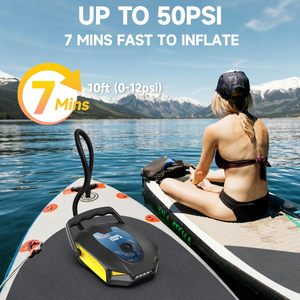 Auto-off Lạm Phát và giảm phát Inflator bơm 50psi điện động cơ kép sup máy bơm không khí cho xe ô tô, mái chèo bảng, nệm không khí, vv - Product Image 4