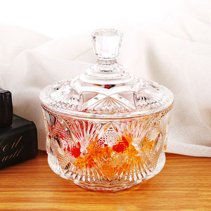 Wholesale Nordic Style Embossed Glass Storage <strong>Jar</strong> Classic Design with Cover