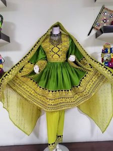 Pathani Shisha Dozi elbise mavi renkte saten ve şifon aynalar iş Afghani giysi 2024 afgan kabile elbise