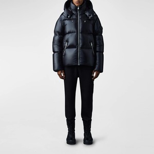 高品质厚重羽绒服加厚外套定制标志冬季保暖黑色泡泡男士连帽闪亮河豚夹克