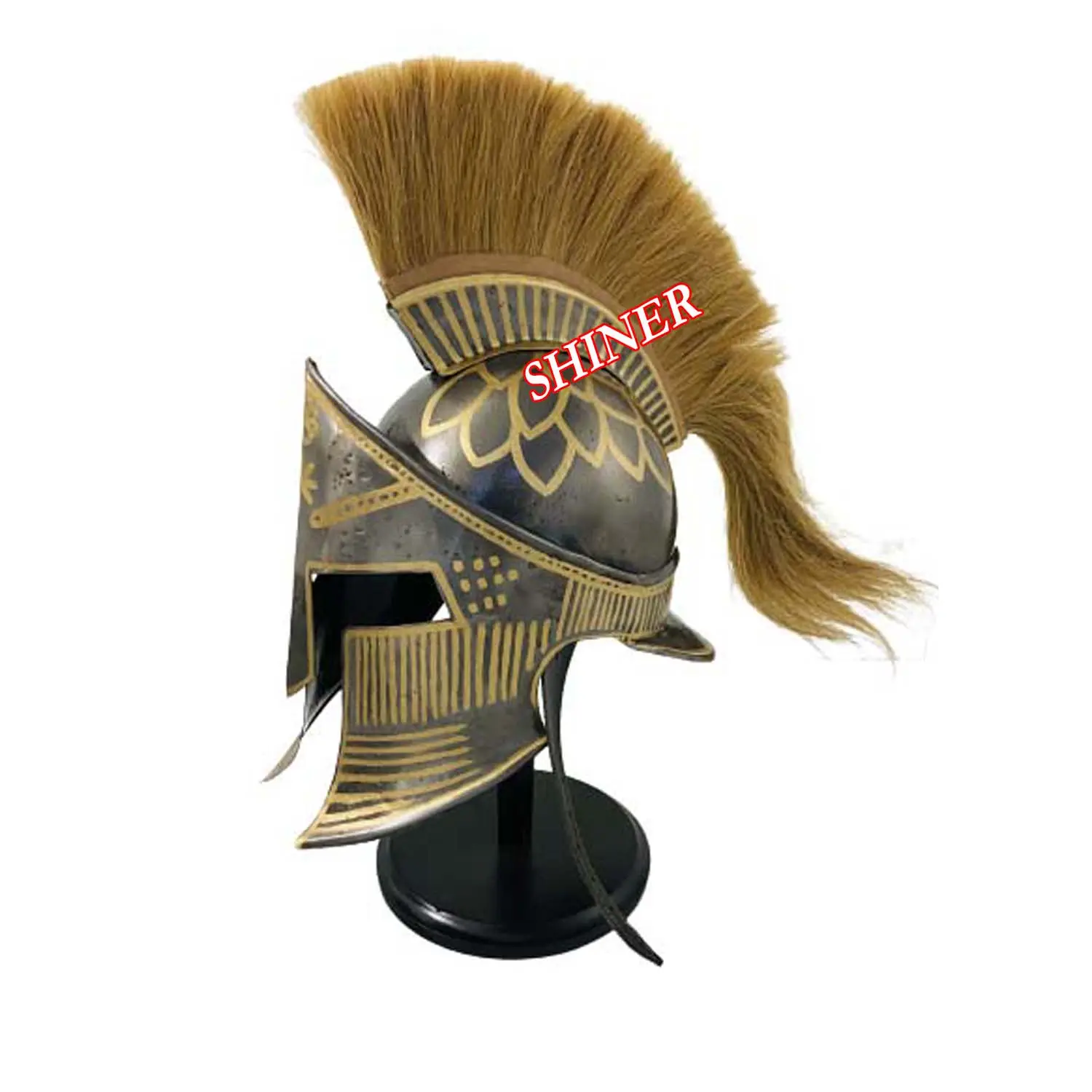 Armor Corinthian King 300 Spartan Helmet Cosplay Greek Armor Prop Wearable Helmet Wooden Display Stand Natural Plume for Men Hel