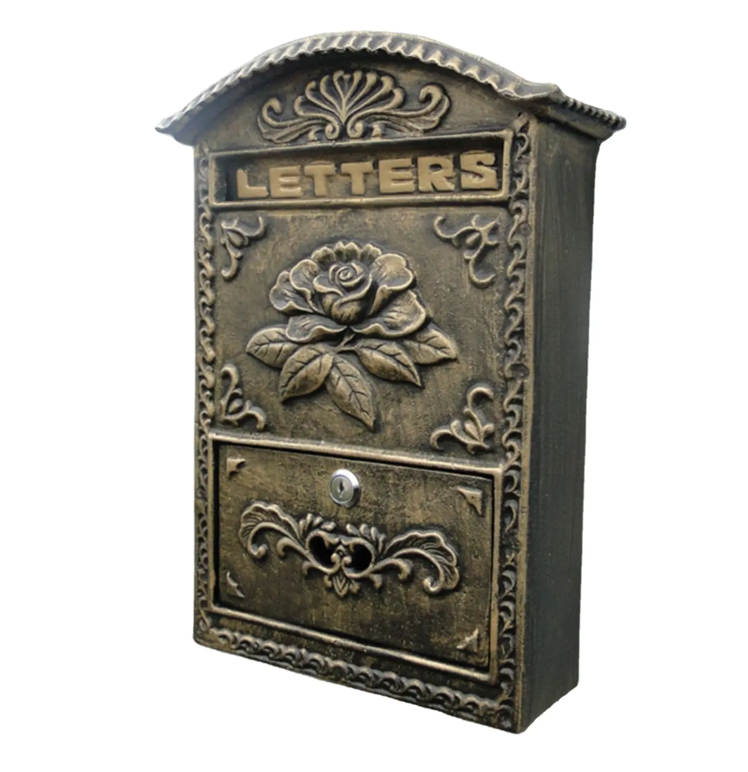 Buzón de hierro fundido vintage, caja de correos de acero inoxidable, a la venta