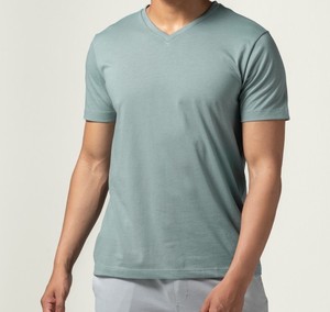 カスタムメンズピュアコットンVネックTシャツベーシックレギュラーフィット半袖ロゴデザインリクエスト - Product Image 3