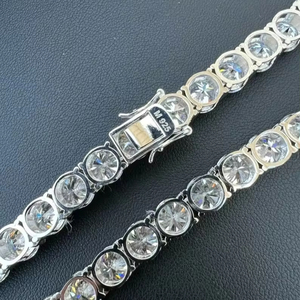Iced Out White Moissanite Diamond Tennis <strong>Chain</strong> for Men &amp; Women Excellent Cut <strong>Beautiful</strong> Sterling Silver <strong>Chain</strong> Hip Hop Jewelry