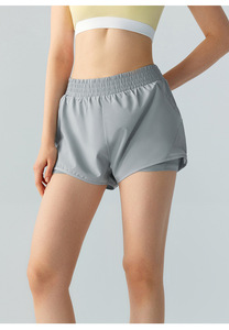Buy Manufacturer Sportswear for Women Breathable Yoga Shorts <strong>Elastic</strong> Waist <strong>Fold</strong> Design <strong>Plain</strong> Dyed Fitness Gym Set - Product Image 3