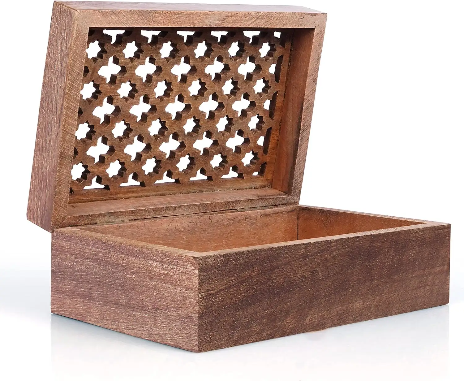 Grande scatola ricordo con coperchio a traliccio incernierato scatola decorativa in legno portagioie in legno intagliato scatola portaoggetti