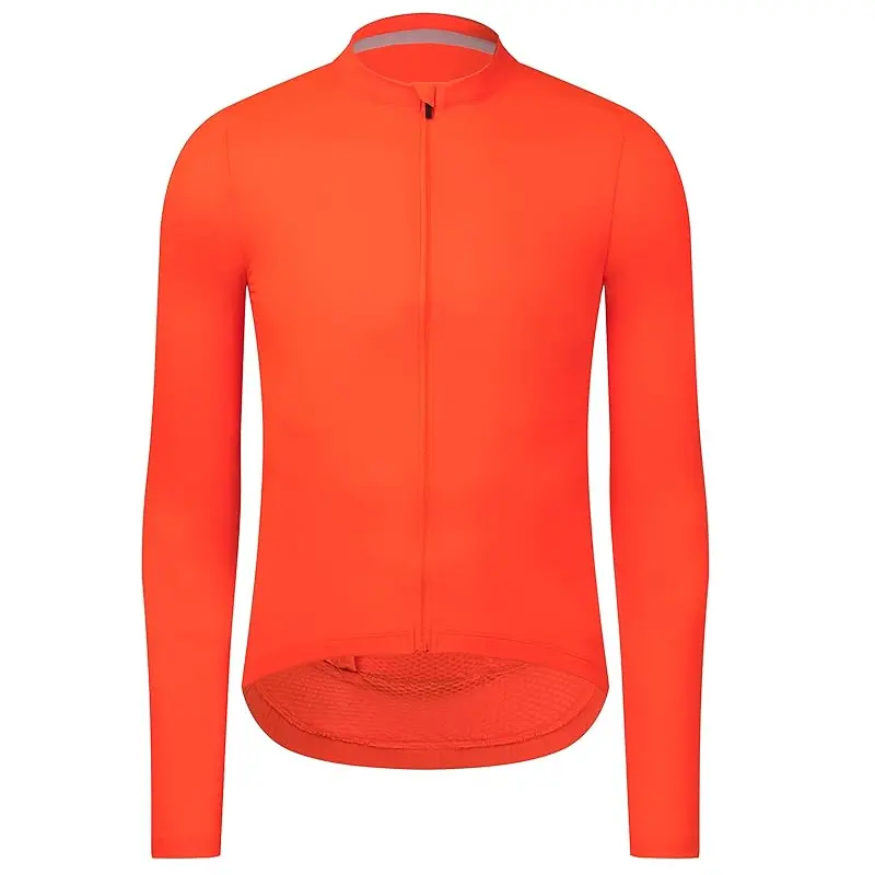 通気性のある高品質オレンジプレーン長袖サイクリング服バイクジャージーまとめ買い工場製造
