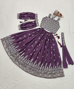 现成设计师Georgette <span class=keywords><strong>Lehenga</strong></span> <span class=keywords><strong>Choli</strong></span>儿童女孩印度开斋节派对装