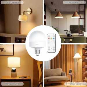หลอดไฟ LED สี RGB แบบอัจฉริยะหรี่แสงได้หลอดไฟใช้แบตเตอรี่ควบคุมด้วยรีโมท - Product Image 5