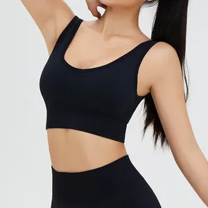 Custom Manufacturer Women's Seamless Padded Deep Neck Sports Bra High Support Seamless Sports Bra for <strong>Gym</strong> Workouts - Product Image 3