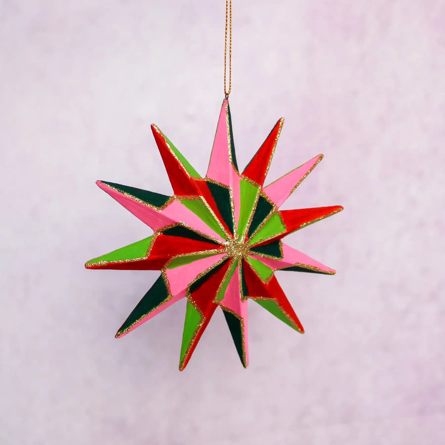 Christmas Folded Handmade Gold Paper Star Line Red Paper Star Lantern Hanging Small Decoration