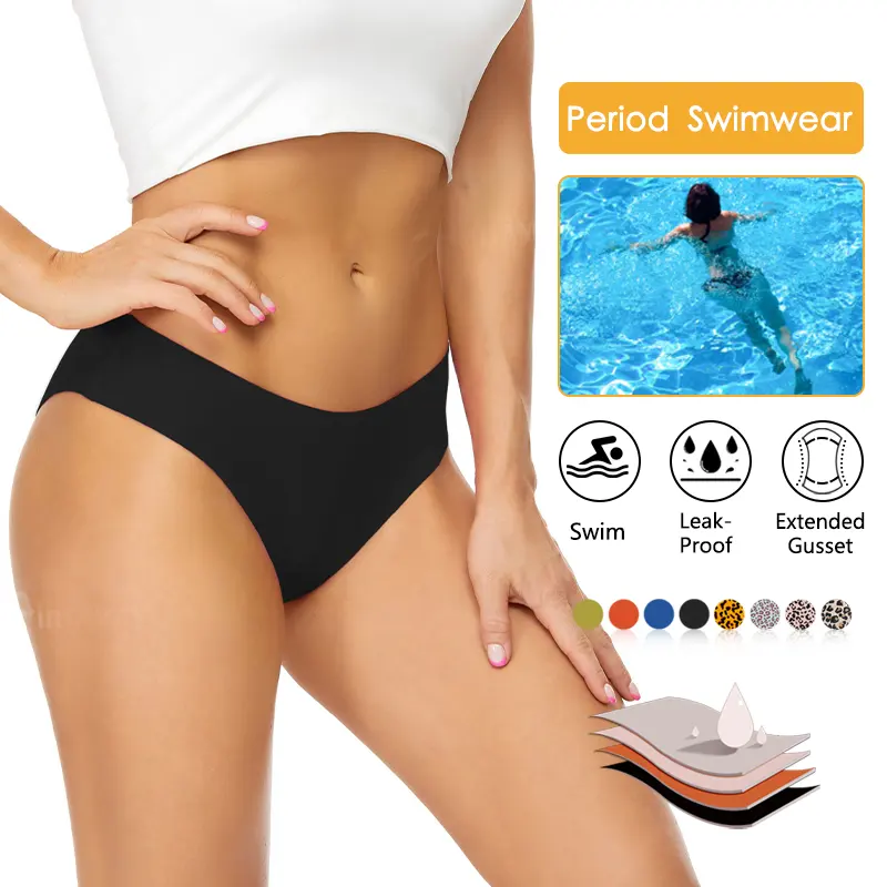 Airtamay 4 capas Culotte Menstruelle ropa interior lavable traje de baño período bragas Menstrual a prueba de fugas nadar Bikini Bot