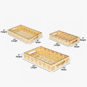 阿拉伯风格金属托盘最优惠价格家用和厨具，木质和珐琅印花食品托盘