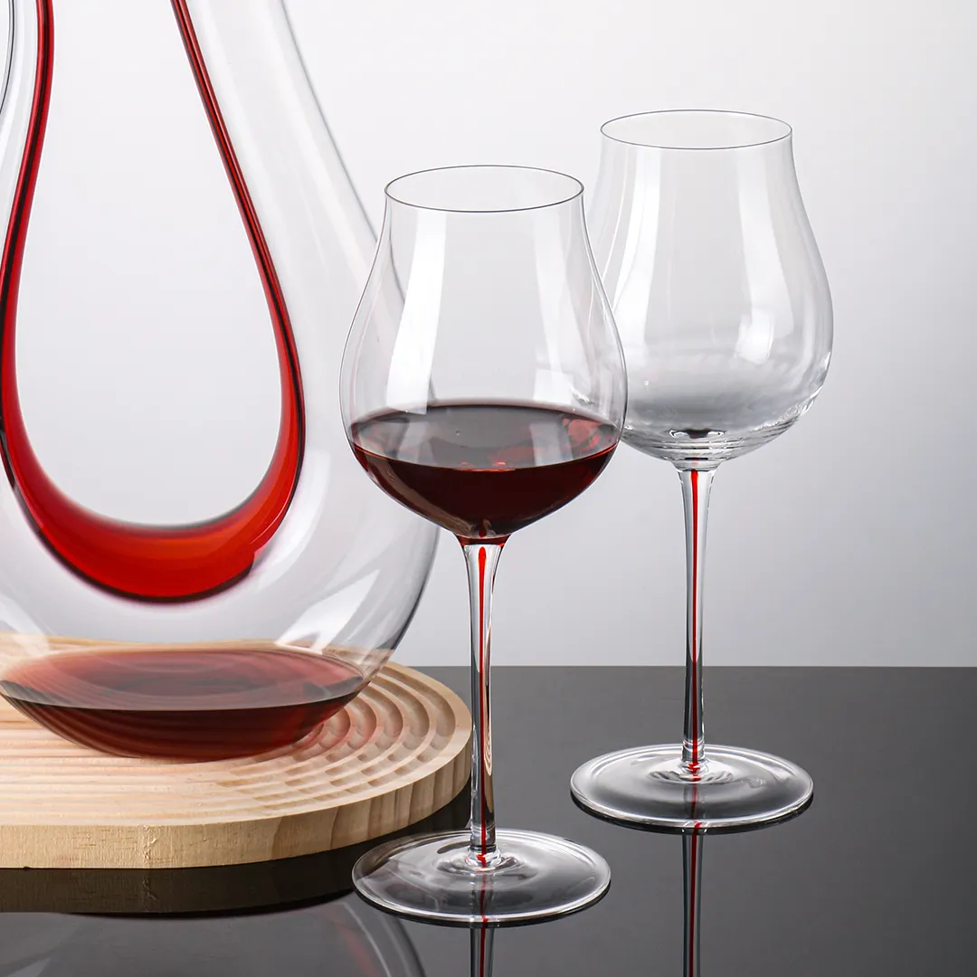 Verres à vin fabriqués de couleur brute de haute qualité de 650ml verre à vin rouge en cristal sans plomb pour la fête de mariage