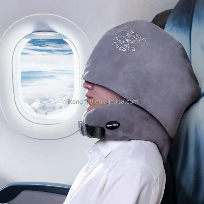 Bantal leher busa memori Travel nyaman Cover berpori bisa dicuci dengan mesin
