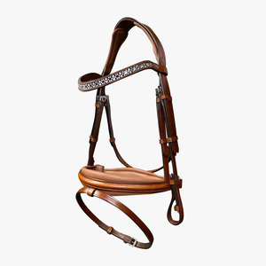 Outdoor Sport Genuine Leather Anatomical Bridle Diamante Browband Bling Softy Padded Multiple Colour and Design <strong>Bulk</strong> Order Price - Product Image 3