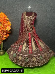Exquisite Rajwadi Bridal Lehenga Choli Double Dupatta Jarakan Embroidery 12 Kali Flair 4 Meter Ghera Unstitched Blouse <strong>Design</strong> - Product Image 3