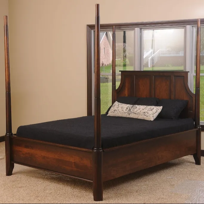 Cama con póster clásico de madera maciza Kalia con material de alta calidad para muebles de dormitorio para el hogar