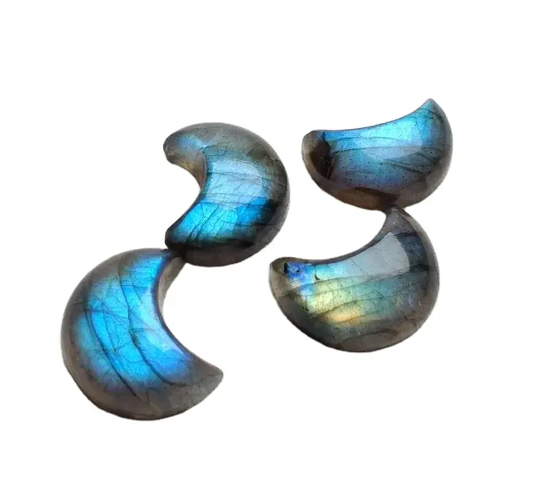 Pietra preziosa scolpita blu a forma di luna crescente di Labradorite appariscente naturale per il regalo stupefacente dei monili per lei