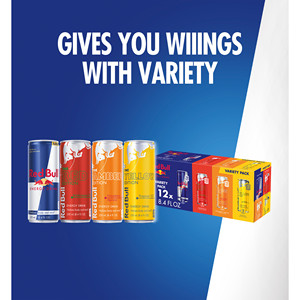 RedBull enerji içeceği çeşitli paket, enerji içeceği, kırmızı, sarı ve kehribar, 80mg kafein, 8.4 floz, 1 paket 12 kutu