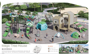 Magic <strong>Treehouse</strong> Children Outdoor Playground with <strong>Slides</strong> and Climbing Ropes