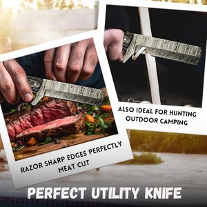 El yapımı şam çelik boğa kesici EDC maket bıçağı ile egzotik ahşap kolu ve deri kılıf özelleştirilebilir OEM desteklenen - Product Image 4